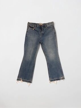 Free People Faded Dark Blue Crop Flare Jeans